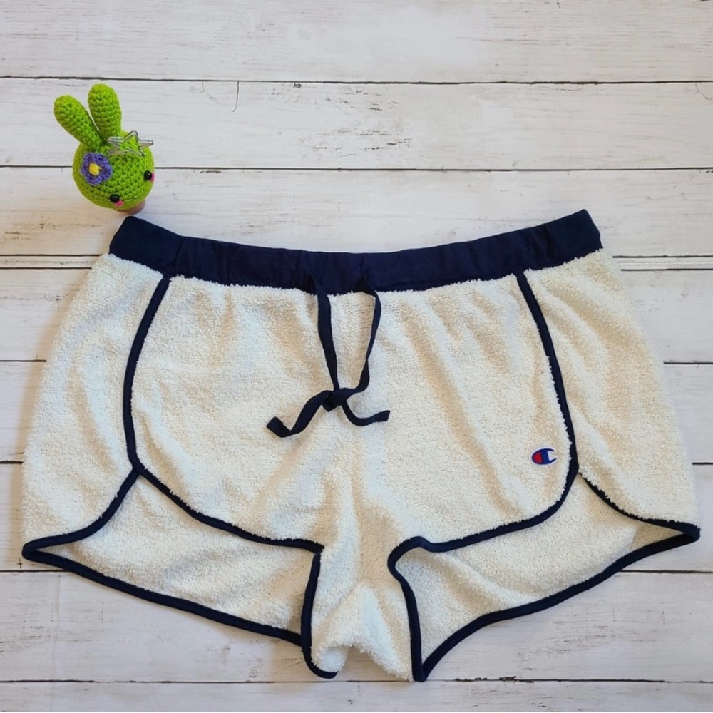 Champion White Shorty Fluffy Drawstring Shorts Size 2XL
